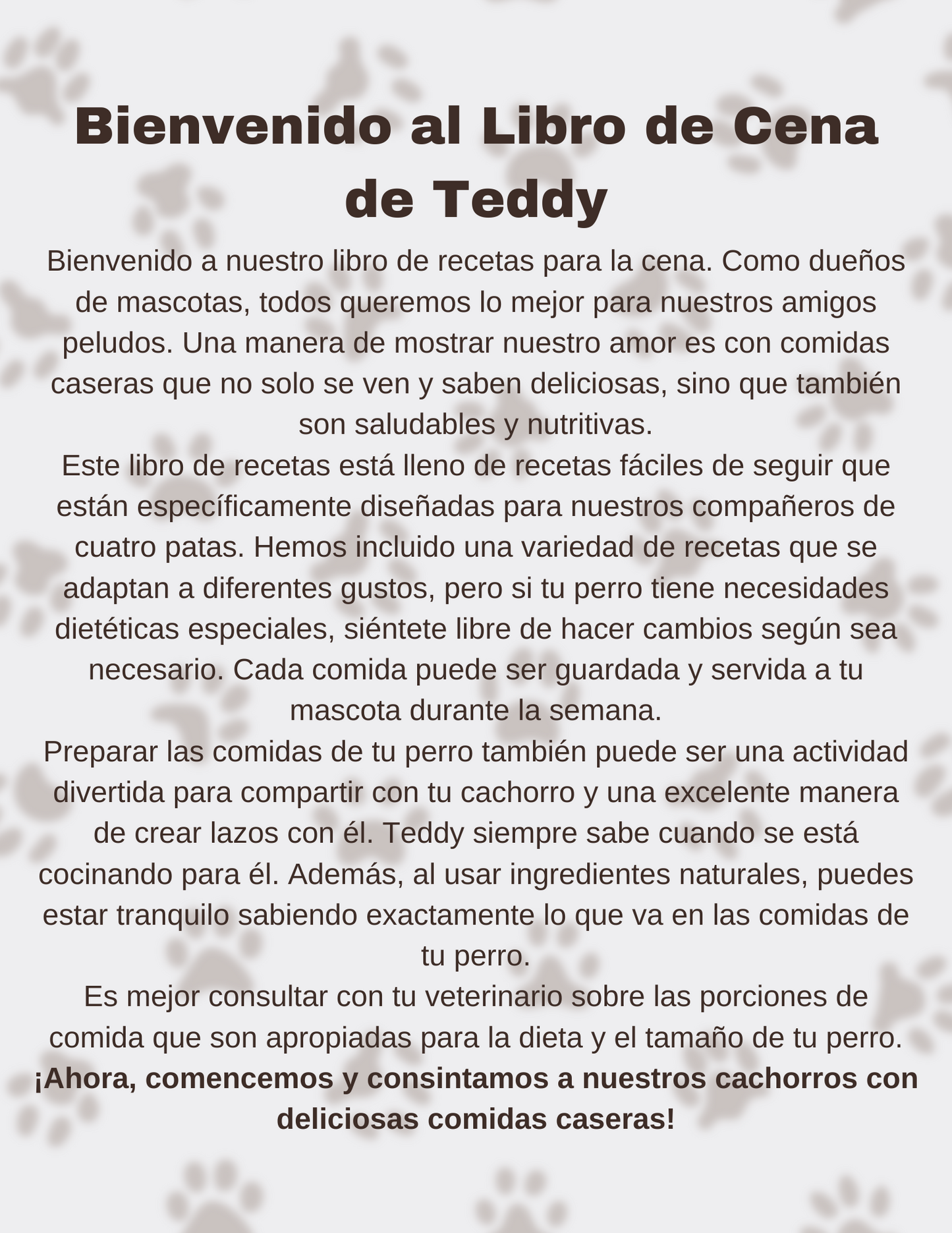 Libro de Cena de Teddy